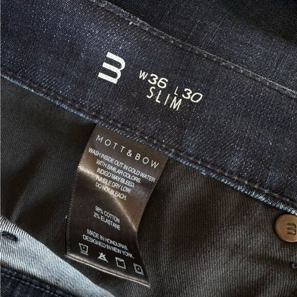 MOTT & BOW Men’s Slim Mosco Dark Wash Jeans 36 X 30 - Picture 13 of 15